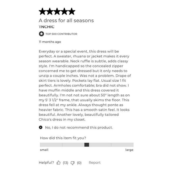 Chicos NWT $159 Midi Dress Tiered Ponte Solid Black All Occasions/ Seasons Sz 12 - Picture 13 of 13